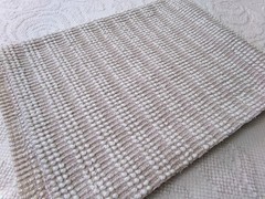 Chic Mocha Vtg Chenille Bedspread Fabric Silver Lurex & White Pearl Pops 20×24″