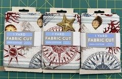 Bundle of 1 yd Fabric Cut David Textiles Coastal Breeze Ocean Map Beach Fabric