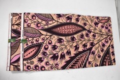 Vlisco African Wax Print 6 Yards Paisley 100% Cotton Pink Fabric Netherlands
