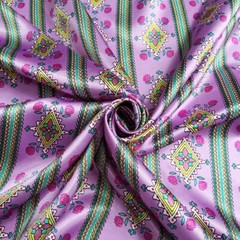 1 yard X 1.48 meter Retro Floral Satin Fabric Material For Scarf Headband Crafts