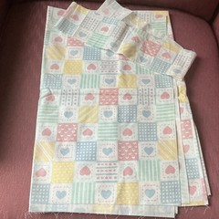 Vintage baby fabric gender neutral pastels Bears Patchwork Multicolor Hearts