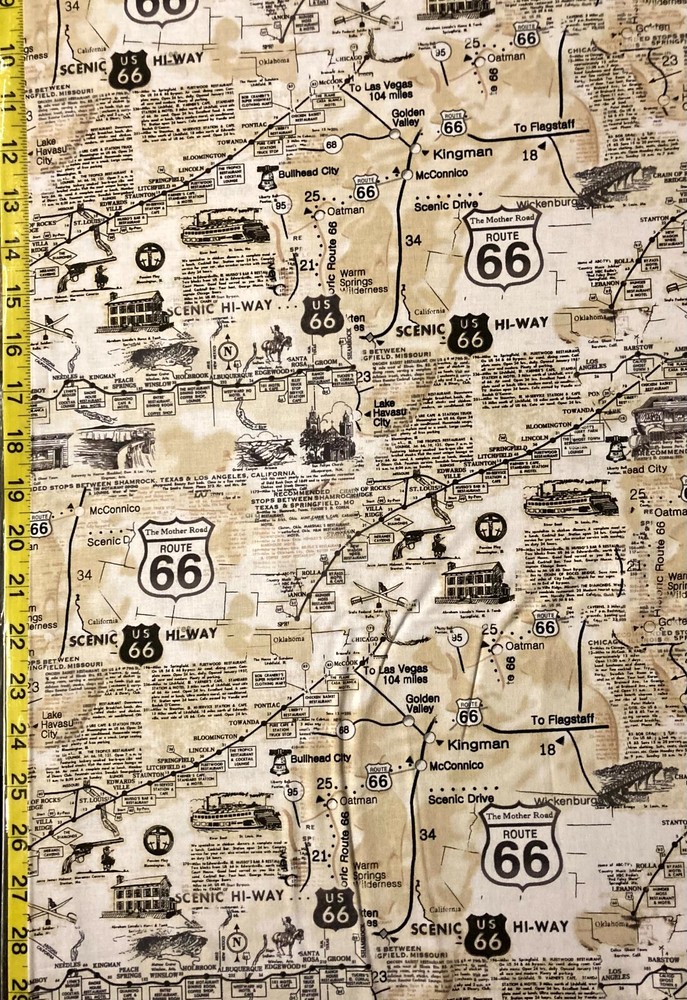 Route 66 Timeless Treasures Fabric Travel Mother Road Camping South West