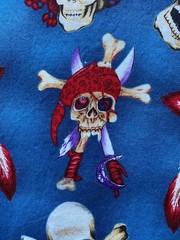 SHAMASH SONS FABRIC~Skull Heads~CROSSBONES~Indian Chief~Pirate~ROSES~Durag~BLUE~