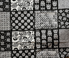 Vintage Black White Geometric Print Cotton Fabric 2 Yards 45″W Boho Modern