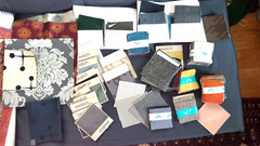 Variety Lot of Sample Fabric Swatches 3X3, 4×4 various colors and materials