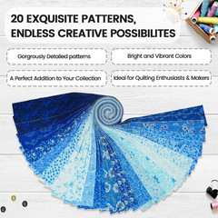 -20 Options-100% Cotton Jelly Roll Fabric Precut Strips for Quilting, Crafting,