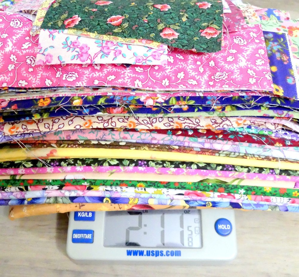 Floral Squares, Remnants & Strips, 100% Cotton Fabric – 2 lbs 11 oz Bundle