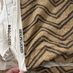 Ralph Lauren fabric, tan , Black brown zig zag pattern. 4.75 yards x 55 Wide