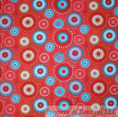 BonEful Fabric FQ Cotton Red White Blue Rainbow Flower Fireworks USA America DOT