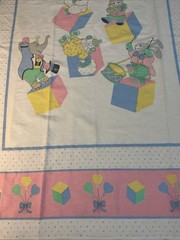 Baby Circus Theme TWO Fabric Panel Bunny Clown Elephant Building Blocks Nursery