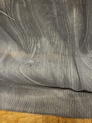 100% Silk Chiffon w/ Lurex Gold Stripes & Wave Gray Fabric By the Yard 44″ Wide