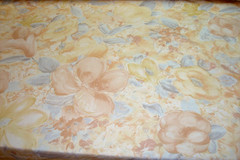 ONE Yd Carole FABRIC Floral Drapery pastel Gray Amber Softened Cotton 54″ w BTY