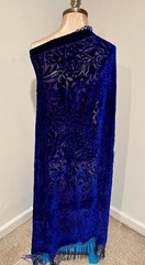 Blue Purple Silk Chiffon Velvet Burnout Scarf 40”x40” Wide
