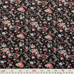 Vintage Florals on Black Unbranded Cotton Fabric by the HALF YARD 18″ x 44″
