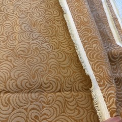 VTG Jacquard Abstract Swirl Scroll Upholstery Fabric Golden Caramel Ivory 98×54