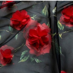 3D Embroidered Flower Sheer Chiffon Fabric Bridal Wedding Dress Cloth 100*150 cm