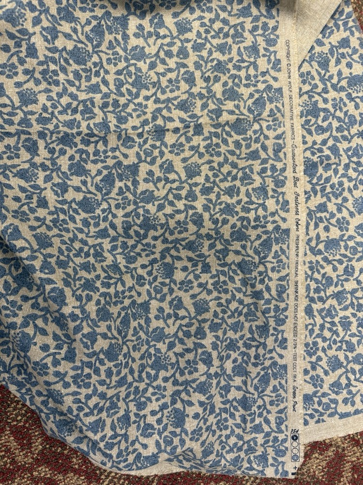 VTG John Wolf Decorative Fabric classic Floral monochromatic Preshrunk W56xL64