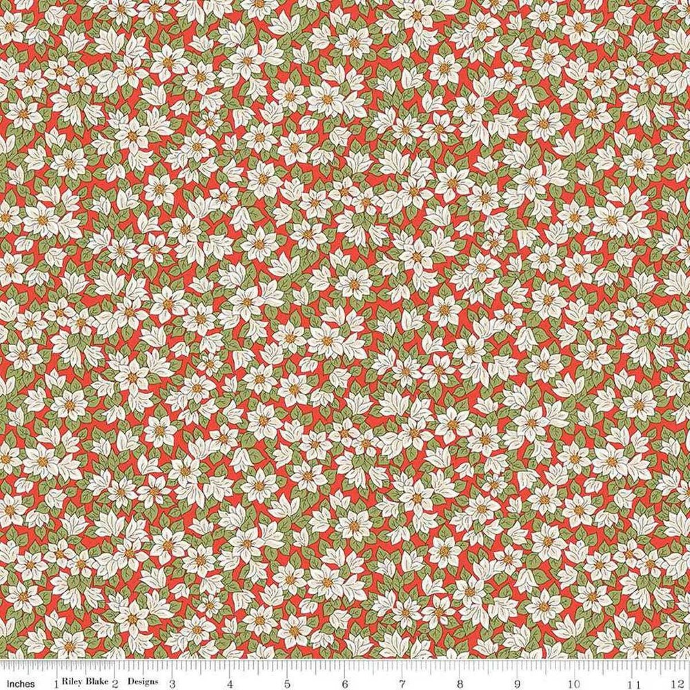 Festive Greetings Peaceful Poinsettias B – Liberty Fabrics Quilting Cotton – 016