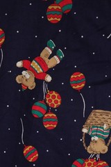 72″L x 44″W Cranston Schwartz Fabric Bears with Decorated Balloons on Dark Blue