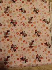 VTG 2010 Disney Minnie Toss Flowers Spring Industries Flannel Fabric 2 Yds Pink