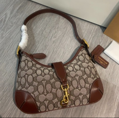 Hobo Bag In Signature Jacquard Oak Maple CBF16 Outlet