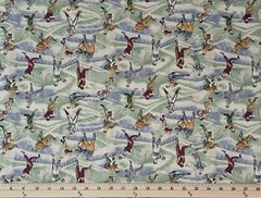 Cotton Baseball Fields Players Bats Hitting Sports Fabric Print by Yard D667.89