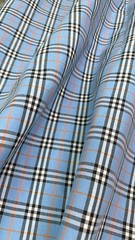 Blue Orange Plaid Tartan Scottish Woven Fabric Material 44″W BTY