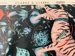 Clarke & Clarke Whimsical Animal Velvet Fabric- Protea Velvet / Navy 1.75 yds