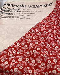 Vintage Red Calico “One Size Fits All Quick Make Wrap Skirt” Cotton Fabric Panel