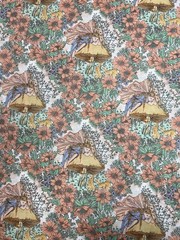 Vtg Fairies & Mushrooms 70s Groovy Fabric Manes Fabric Co 44” X 108”