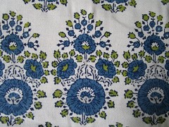 John Robshaw Lanka Linen Blend Blue Indeinne Floral Fabric Print 2.55 yds