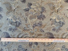 100% Silk Lampas French Pomegranate “whiskey” Blue Tan Gold Historical Design