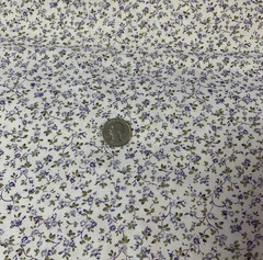 Vtg Dainty Floral Print Fabric By Peter Pan Fabrics Lavender Green On White BTY