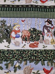 Winter Friends By Claire Murray 2005 Cotton Striped Christmas Fabric 2 Yrds X 43