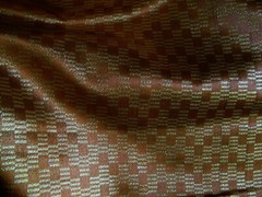 5.4yds DESIGNER FABRIC BRILLIANT COPPER SATIN w/ METALLIC GOLD BLOCKS BROCADE