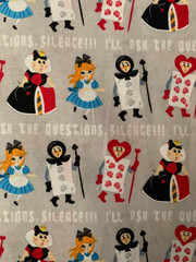 Alice in Wonderland Scrap 9″x 21” Cotton Fabric Fat eighth Queen Cards Heart