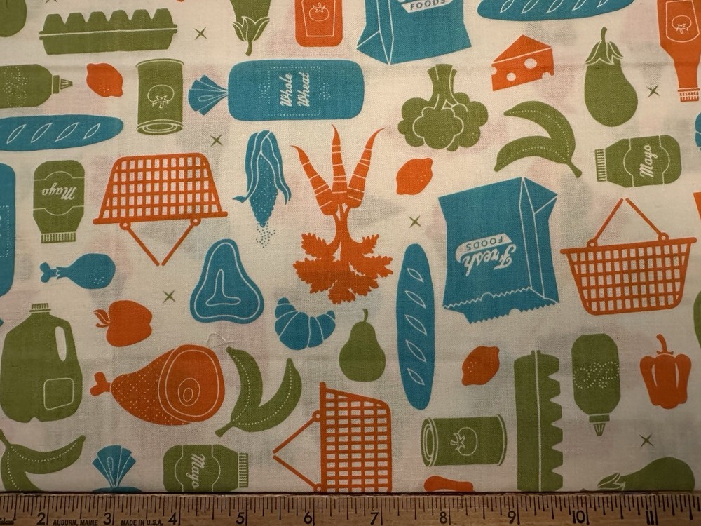 HTF OOP RARE Vintage Retro Groceries Grocery Kitchen Fresh Foods Robert Kaufman