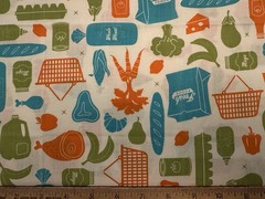 HTF OOP RARE Vintage Retro Groceries Grocery Kitchen Fresh Foods Robert Kaufman