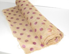 Fabric new Burlap Jute Polka Dots Metallic Purple 4 yards 15 inches wide Craft