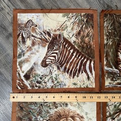 Lot of 4 Squares ~ Safari Animals Quilt 12”x12” Block Quality 100% Cotton Fabric