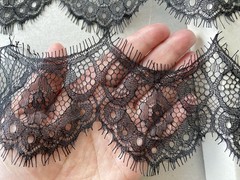 2 Pieces Black Eyelash French Lace Trim for Sewing/Crafts/Lingerie/2.75″ Wide