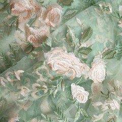 Delicate Floral Embroidery Lace DIY Mesh Bridal Fabric Wedding Prom dress