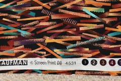 By 1/2 Yd, Colorful Sticks with Metallic-Copper Quilt Cotton, Kaufman/Kahn,P2922