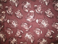 Crab Crabs Lobster Sea Food Realistic Snacks Burgandy Brown Cotton Fabric FQ