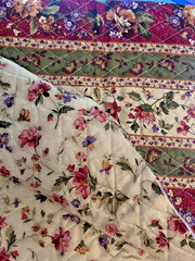 Cottagecore Shabby Florals Stripes Pre Quilted Double Sided 26X 29″ + Remnant