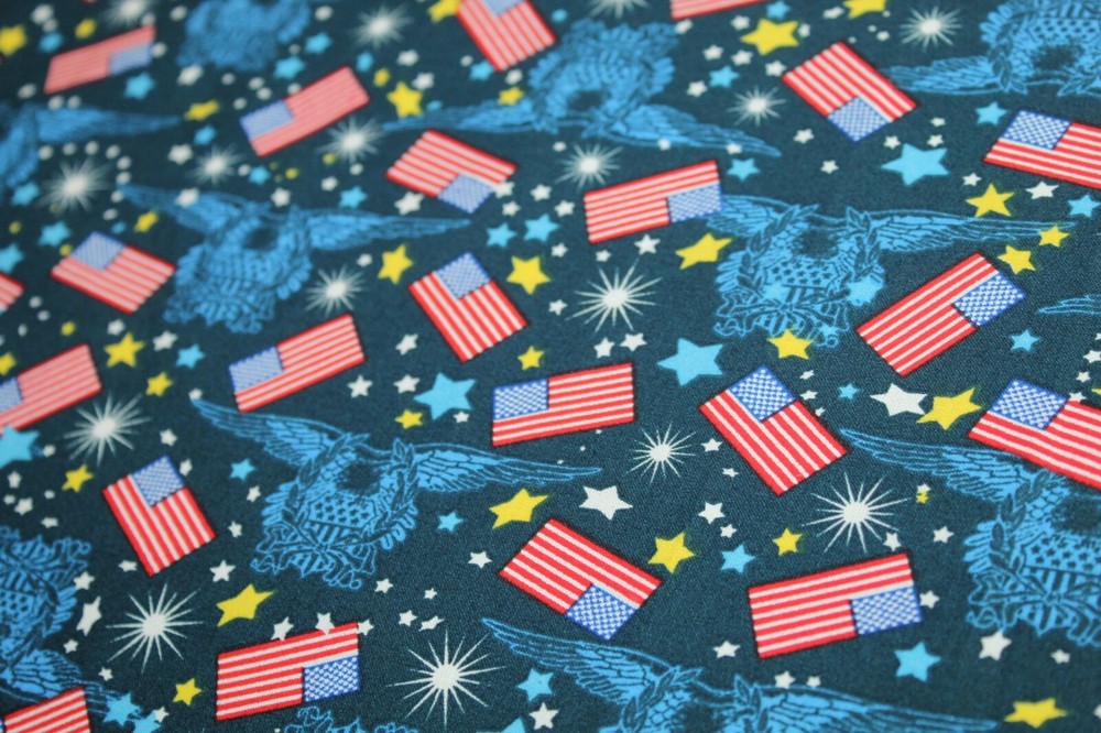 American FLAG Patriotic Fabric Half Yard 1/2 YD COTTON America USA {4th of July}