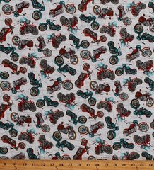 Cotton Motorcycle Transportation Travel Country Fabric Print by the Yard D685.50