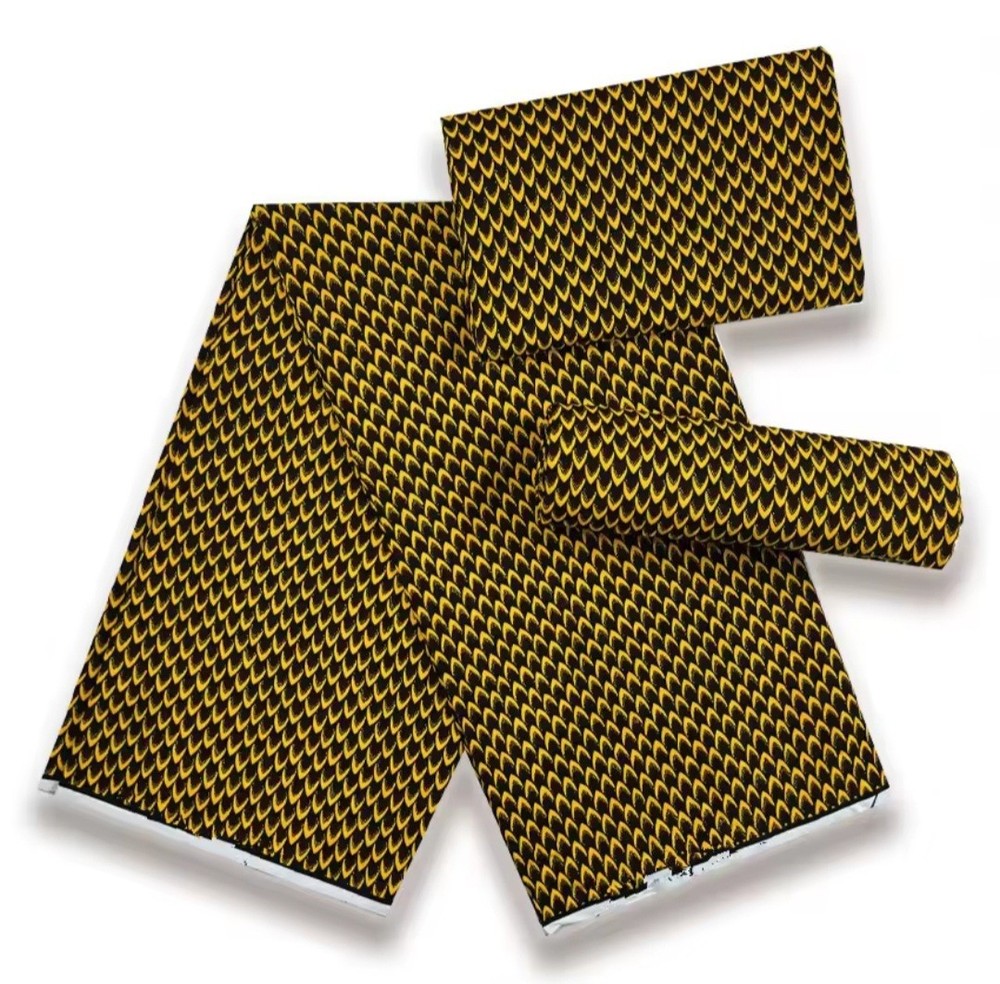 Black/Gold Ankara Kitenge 💯 % Cotton Fabric Original African Wax Print 6Yards