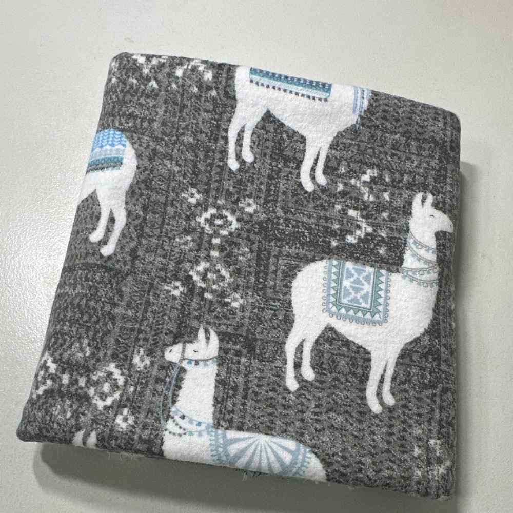 Snuggle Cotton Flannel Fabric Gray White Blue Llama Animal Print 33 in