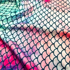 Stretch Spandex Fabric Raimbow Mermaid Print 60″wide by yard for Swimwear
